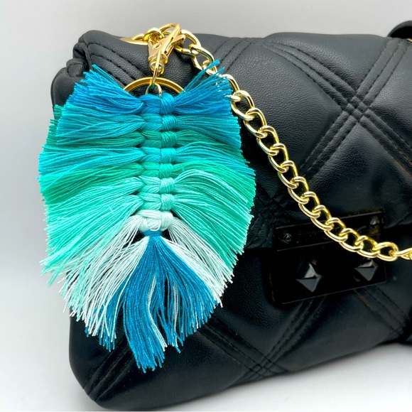 BOHO FRINGE | Handmade Aqua Blue Ombré | Bag Charm | Keychain (Brand New!) ✨ - Picture 10 of 10